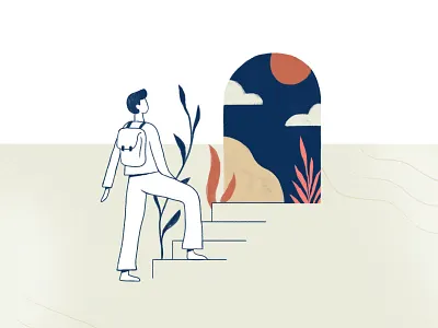 Start of a Journey backpack illustration travel