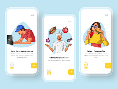 Food Delivery Onboarding app best shot burger chef dailyui delivery delivery app delivery service design food food and drink food app illustration interaction interface onboarding order ui ux vegetables