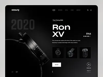 Ron XV Watch 2020 trend black and white dark mode dark theme dark ui dribbble dribbble best shot ecommerce shop popular design popular shot trending trendy watch webdesign website design