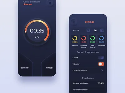 Timer App design fitness mobile app timer ui