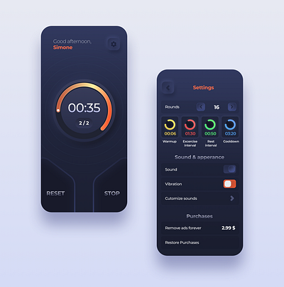 Timer App design fitness mobile app timer ui