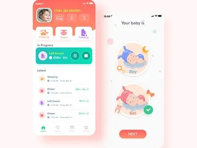 Baby Care App baby design mobile app ui