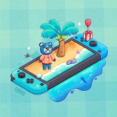 Switch Beach animal crossing beach design illustration nintendo switch