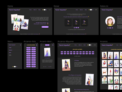 Tarot Impulso WIP accessibility brake points dark mode dark theme ilustration interface magic responsive design tarot ui ui design user interface