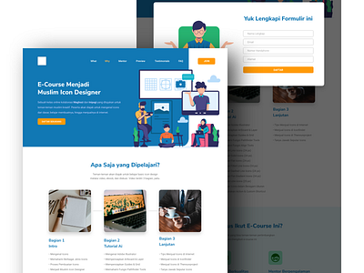 E Course Landing Page illustration landing page ui web