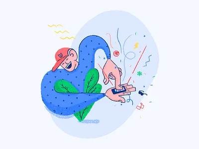 Happy user branding cap confetti design gatsby hands happy illustration interface pattern plants procreate react ui userinterface ux webdesign