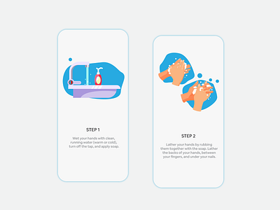 Walkthrough Screen Handwash aeliusventure android app clean handwash illustrations iphone mobile app development ux ux design