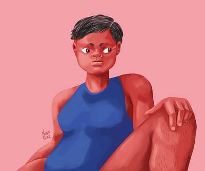 Resting artwork beach character design digital art draw illustration photoshop pink woman woman illustration