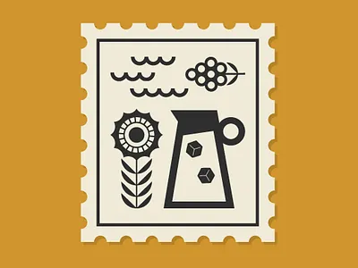 Summer Stamp abstract branding design geometric geometric illustration grape grapes ice cube icon illustration lemonade sunflower vector water waves