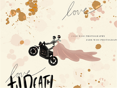 Super Epic Motorcycle Wedding Jump bike black branding celebration edgy helmet illustration ink love marrage motorbike motorcycle photography punk rad skeleton skull wedding wedding dress wheel