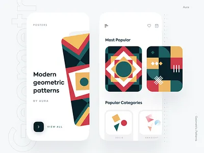 Geometric Pattern Collection aura ecommerce app illustration ios minimal mobile app mobile ui modern pattern pattern art pattern design