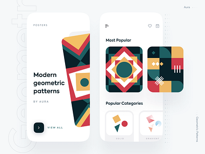 Geometric Pattern Collection aura ecommerce app illustration ios minimal mobile app mobile ui modern pattern pattern art pattern design