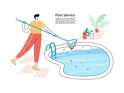 Pool cleaning blue care character clean cleaning flat illustration maintenance minimal pool service water