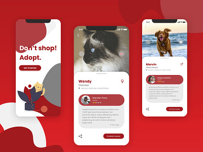 Pet Adoption App adoption app cats designer dogs magenta mobile mobile designer mobile ui pet adoption pet app petals pets product design redesign ui uiux user inteface user interface design