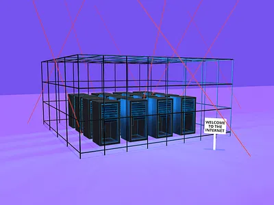 Internet Lockdown 3d access illustration internet networking servers