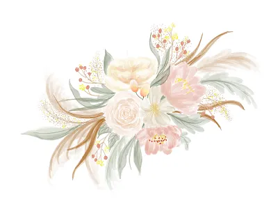 Digital painting Flower Bouquet Peach Beige color art beige color bouquet color block design flora flowers illustration leaves paint print procreated procreatedrawing watercolor watercolour webdesign wedding card
