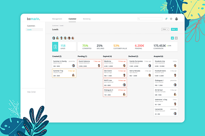 CRM Kanban Leads app b2b cards ui crm customer design erp kanban kpi leads management software product design sales software status ui user experience designer ux uxdesign web