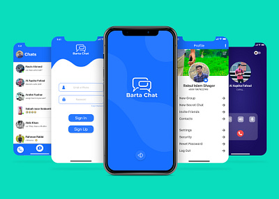 Barta Chat Social Messaging UI UX Design adobe xd app design app ui apps design chat message app social social ui software design ui uidesign uiux uiuxdesign xd