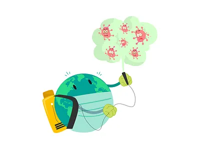 Fighting with Corona be safe corona virus covid 19 earth illustration lockdown stay safe vector