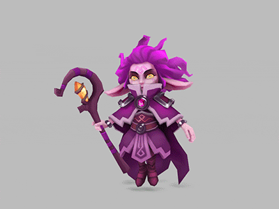 Warlock 3d 3d animation animation character cute game legend of solgard low poly maya