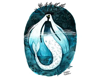 Dark mermaid illustration illustrator mermaid mermay watercolor watercolour watercolour illustration