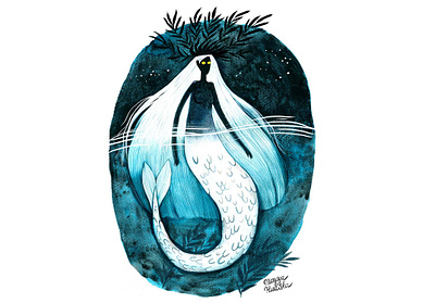 Dark mermaid illustration illustrator mermaid mermay watercolor watercolour watercolour illustration