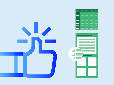 Pivot Tables blue design excel green icon icons illustration nice orange pivot table sticker table ui web