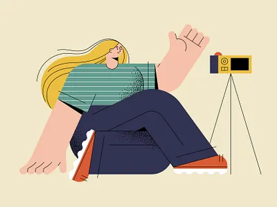 Vlog camera character character design character illustration free girl illustration mobile print ui vector vector illustration vlog web design