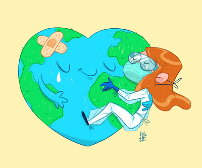Everything will be ok character characterdesign childrens illustration covid covid19 design digital doctor earth fight hug illustration illustrator photoshop project ps quarantine quarantine life sketchintouch virus