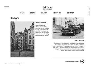 recentimes-news homepage black and white classic minimalist monochromatic ui ux website concept website design