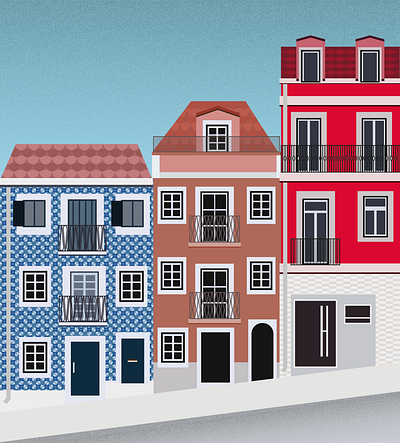 Lisbon color creative illustration vector