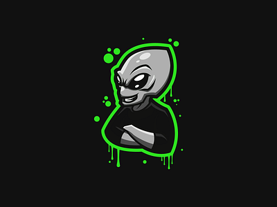 Alien Mascot alien attitude badass black green cars cool custom extraterrestrial garage gray handsome illustration intelligent mascot design mascota ovni space stiker ufo vector character