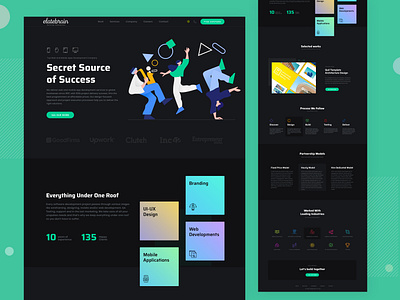 Elatebrain Dark Mode Web Concept 2020 trend black and white concept dark mode dark theme dark theme ui dark ui developer dribbble dribbble best shot free illustration inspirational popular design popular shot trending trendy webdesign website design