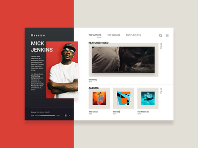 Maestro Streaming Platform Concept design minimalist music ui ux