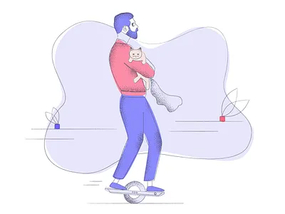 Cat Illustration ai cat colors illustration illustrator onewheel sad cat skateboard skater skating vector