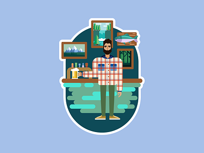 Lost Lake Hipster bar graphic hipster illustration seattle washington