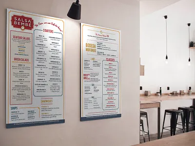 SalsaBembe Menus becomeimpressisve branding business cards fine printing graphic design hiremarthalynnlaskie marketing menu menu bar menu design restaurant restaurant branding spanish restaurant typography yonkers yonkersagency