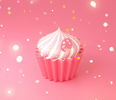 Hello Dribbble! 3d 3d art 3d ilustration c4d cake cinema4d design hello dribbble illustration pink web