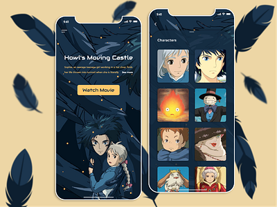 Howl's Moving Castle_UI Design Concept for mobile adobe adobexd anime app concept design dribbble georgia georgian howls moving castle movie photoshop ui ui ux ui design uidesign uiux ux xd xd design