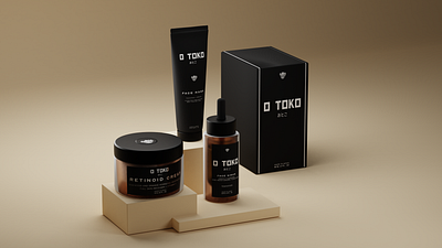 O Toko Skin Care Line Packaging 3d 3d art 3d artist 3d render black black white blackandwhite blender3d japan japanese oni package packagedesign packaging packaging design skincare