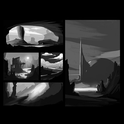 Landscapes digital illustration sketch