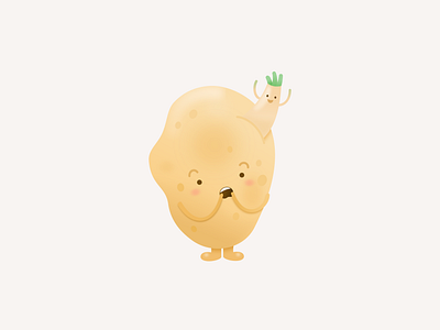 Sprouting potato cute art illustration potato