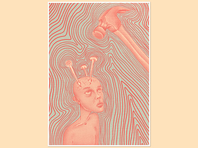 migraine. design flat hammer illustration illustration art illustrator migraine minimal pain pastel pastel colors pink vector