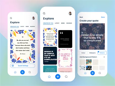 Explore & Create Quotes App Exploration 2022 app appstore arslan concept creator exploration live maker new quote trend ui