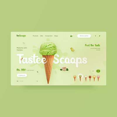 IceScoops UI design concept 🍦🍦 behance creative design creative ui creativity desert designer designs font style green ice cream ice cream shop logo designs taste typogaphy ui designs ui inspiration ui interface ux design web app webdesign