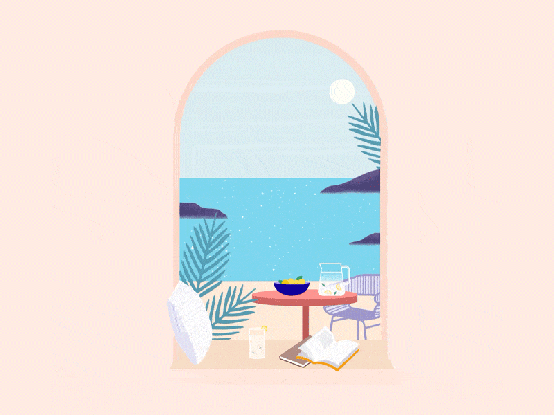 Mornings By The Sea amalfi animated animation balcony dreaming goa greece illustration india italy motion motion graphics ocean quarantine sea subtle summer travel view