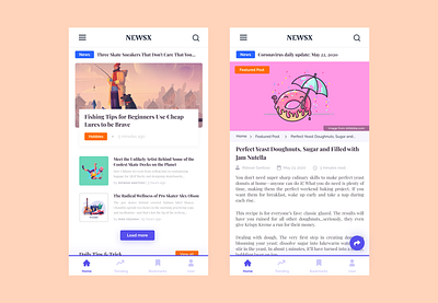 News Blog App Concept dailyui design figma figmadesign illustration logo mobile app mobile ui ui uidesign uiux