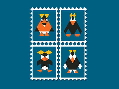 Mr Pengy stamps penguin receipt bank stamps