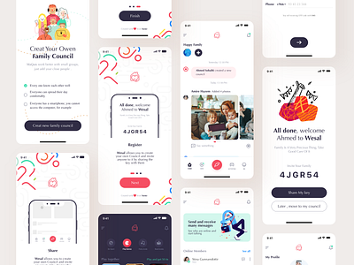 Wesal _ Mobile Application adobe xd app covid 19 family friends illustraion ios quarantine ui ux vector