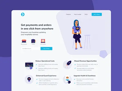 Landing - App & Dashboard admin panel animation app branding design desktop drawing gastronomy illustration kds landing mobile order management procreate